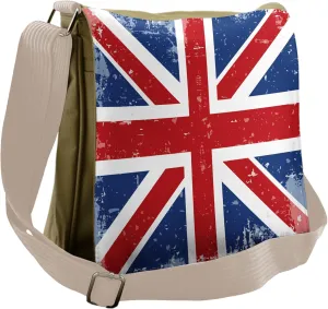Lunarable British Messenger Bag, Vintage England London Flag, Unisex Cross-body