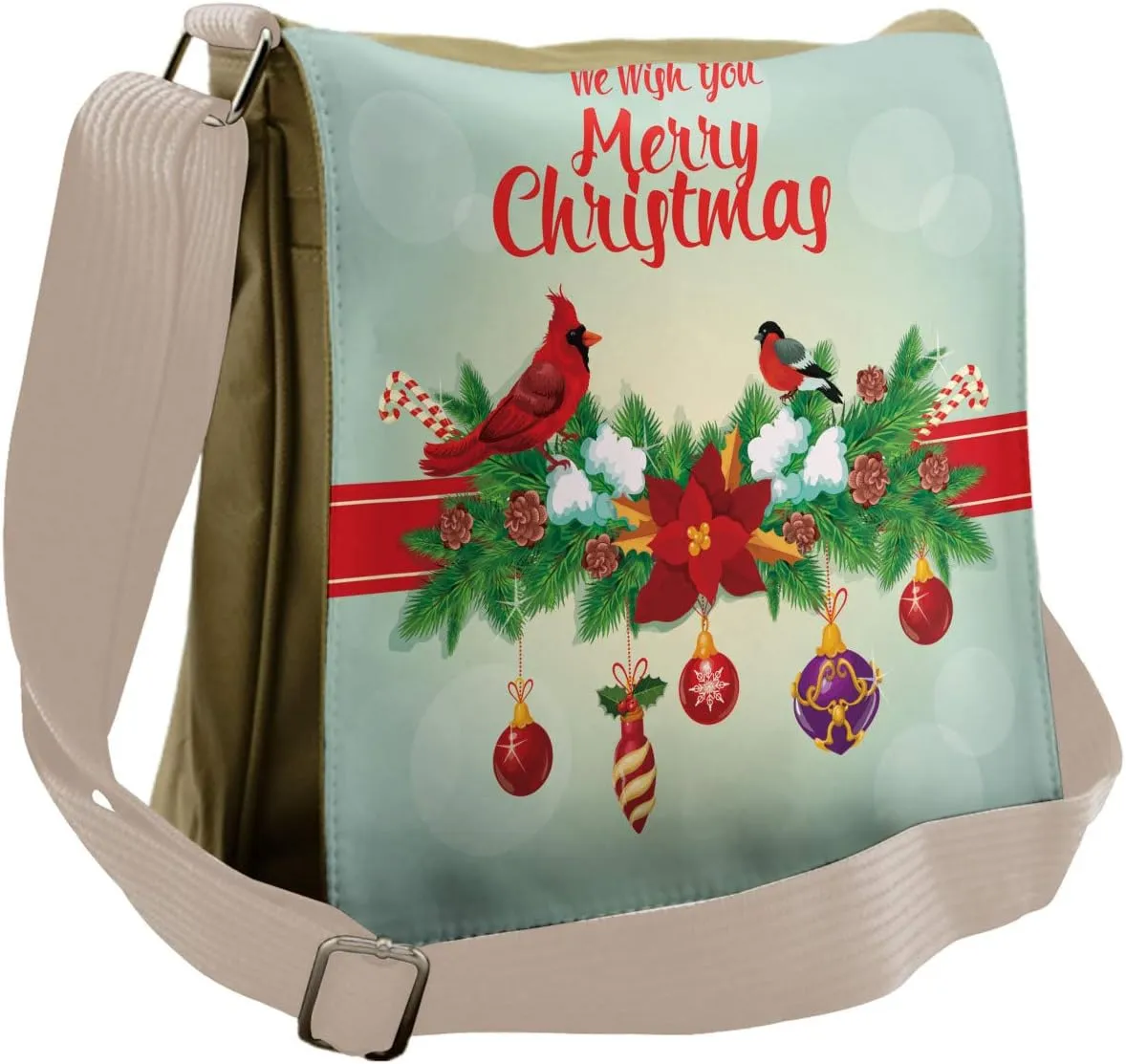 Lunarable Cardinal Messenger Bag, Hanging Baubles Garland, Unisex Cross-body