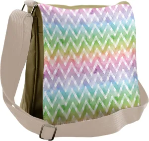 Lunarable Chevron Messenger Bag, Brush Stroke Effect Shapes, Unisex Cross-body