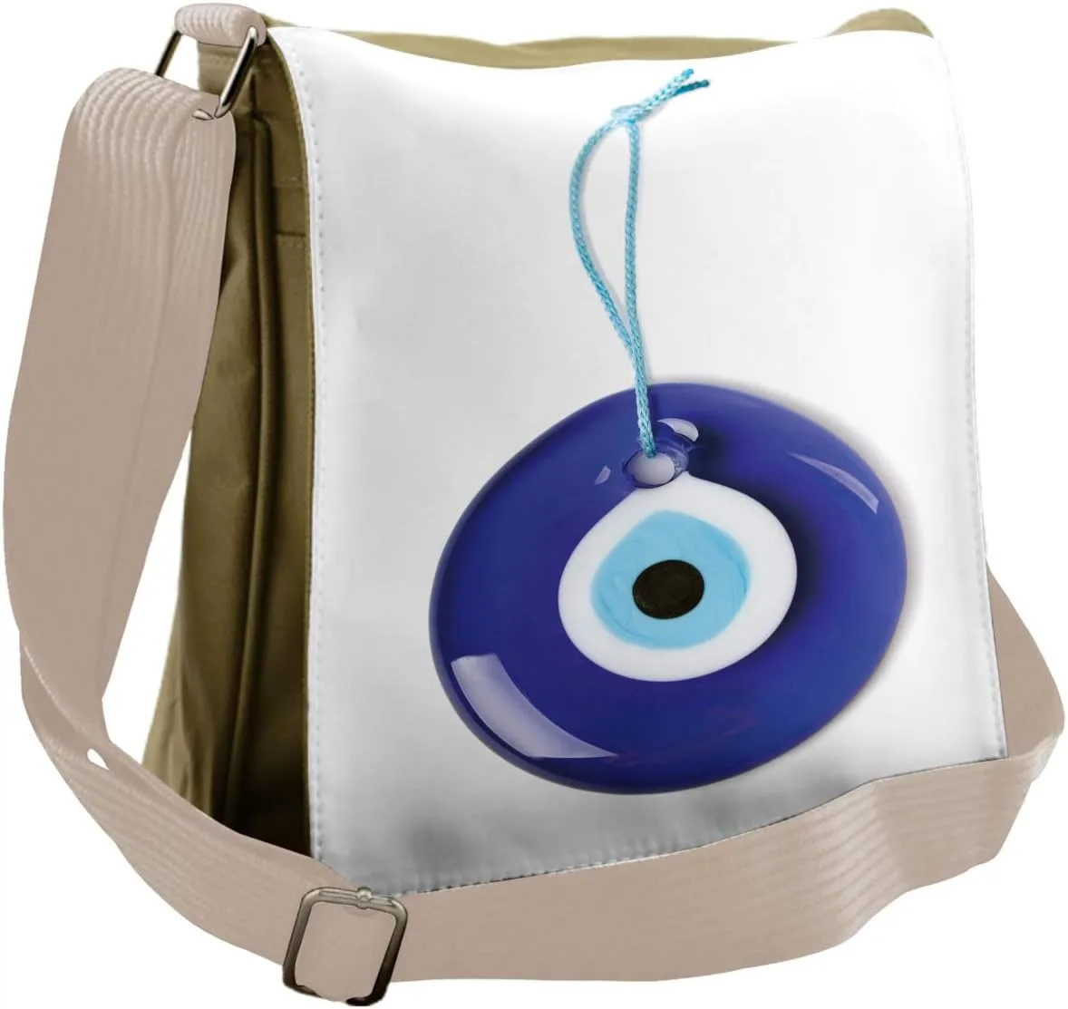 Lunarable Evil Eye Messenger Bag, Luck Charm Oriental Motif, Unisex Cross-body