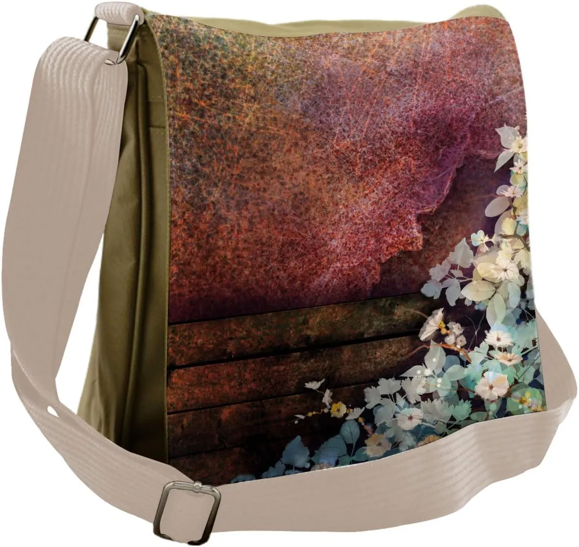 Lunarable Flower Messenger Bag, Bloom Motif Color Strokes, Unisex Cross-body