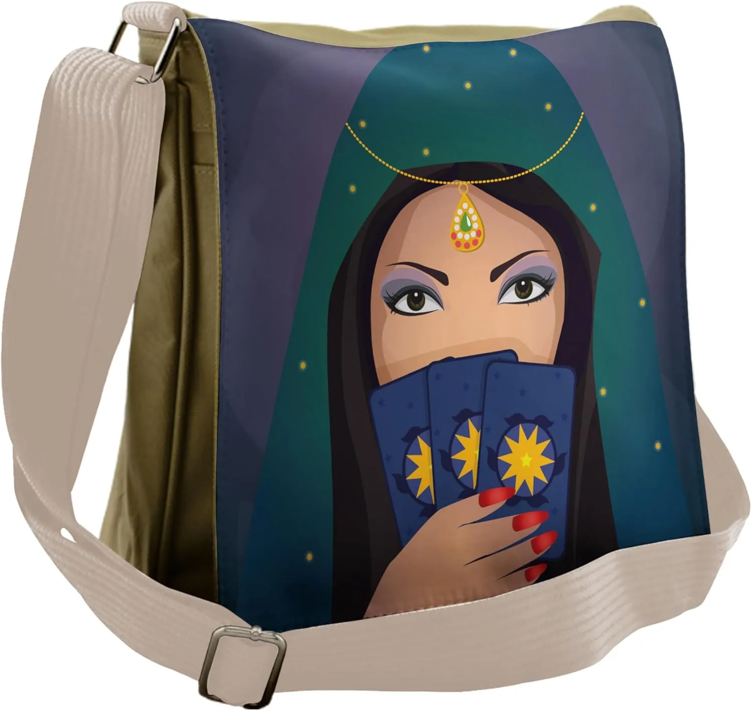 Lunarable Gypsy Messenger Bag, Fortune Teller Woman Figure, Unisex Cross-body