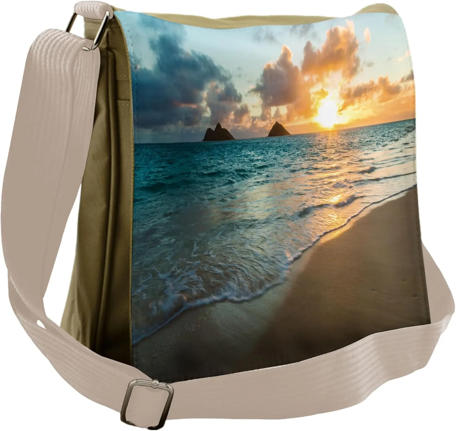 Lunarable Hawaiian Messenger Bag, Scenic Sunrise over Ocean, Unisex Cross-body