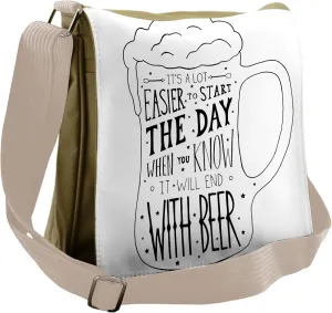 Lunarable Man Cave Messenger Bag, Beer Humorous Writing, Unisex Cross-body