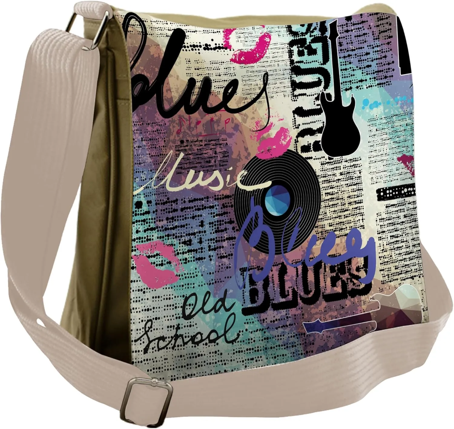 Lunarable Messenger Bag, Retro Blues Genre, Unisex Cross-body