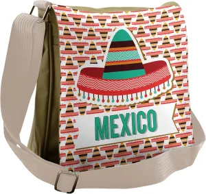 Lunarable Mexican Messenger Bag, Cultural Hat Costume, Unisex Cross-body