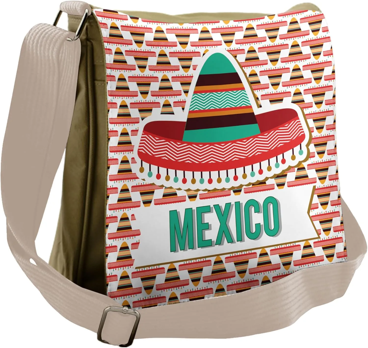 Lunarable Mexican Messenger Bag, Cultural Hat Costume, Unisex Cross-body