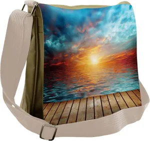 Lunarable Ocean Messenger Bag, Dramatic Sunset over the Sea, Unisex Cross-body
