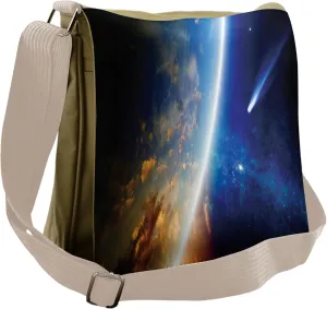Lunarable Outer Space Messenger Bag, Comet and Blue Marble, Unisex Cross-body