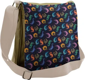 Lunarable Reptile Messenger Bag, Colorful Bohemian Gecko, Unisex Cross-body