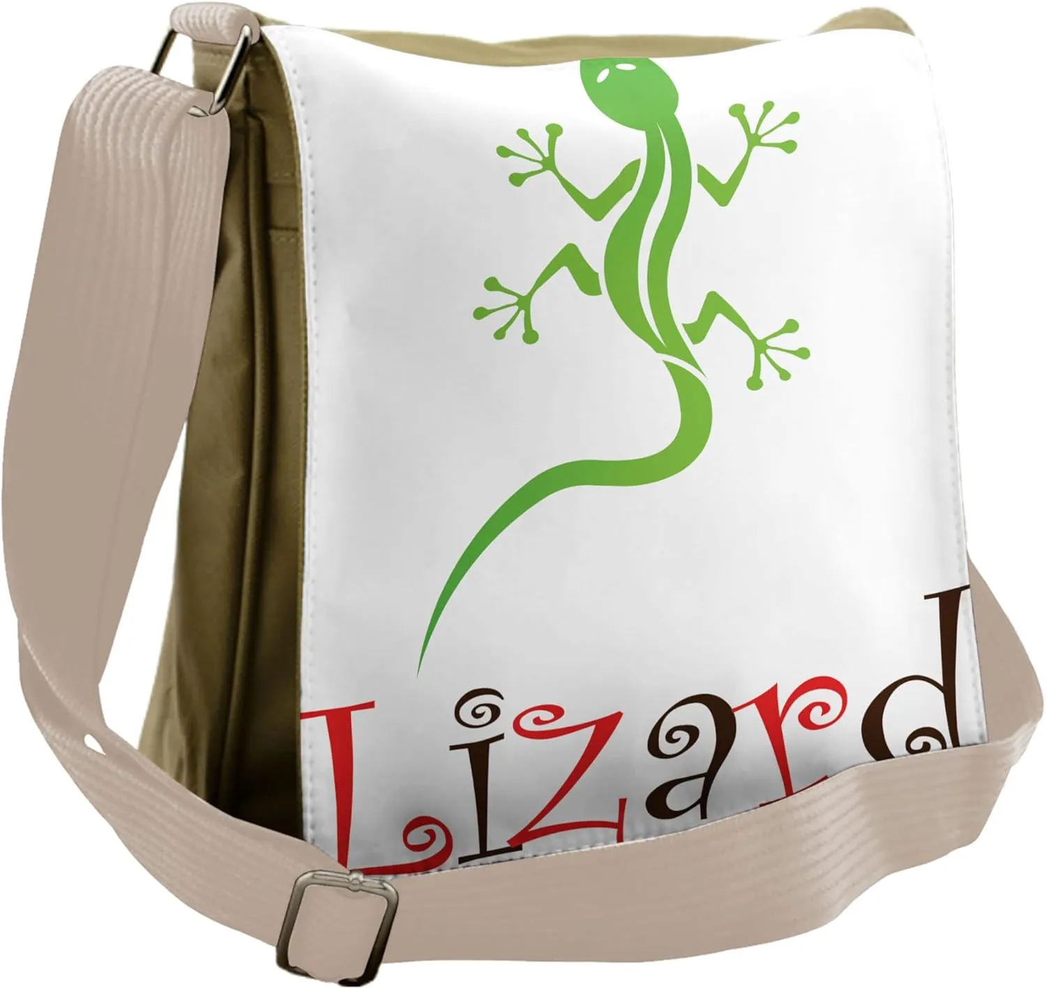 Lunarable Reptile Messenger Bag, Tribal Lizard Monster, Unisex Cross-body