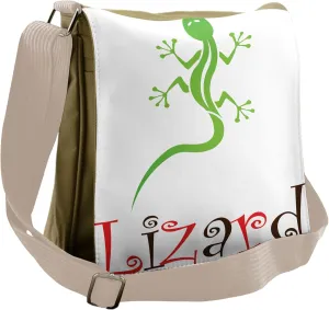 Lunarable Reptile Messenger Bag, Tribal Lizard Monster, Unisex Cross-body