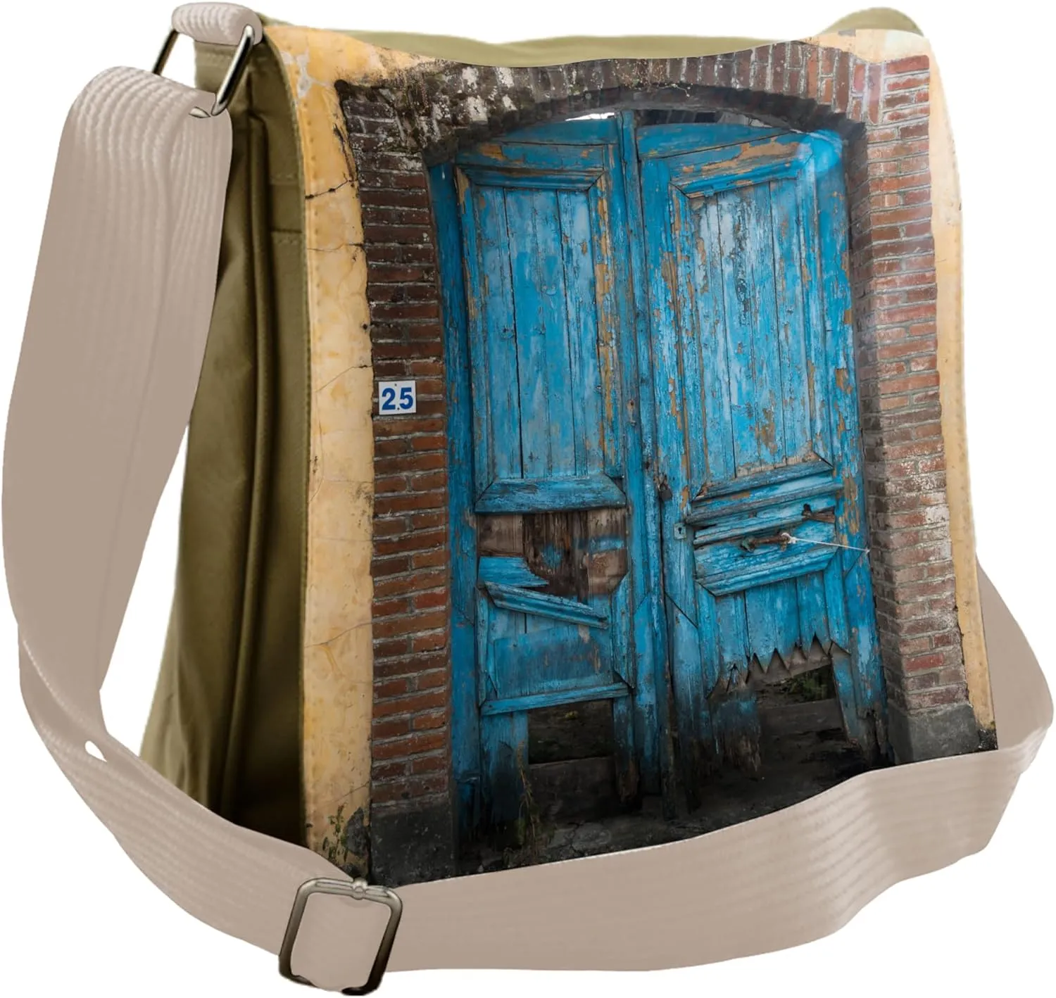 Lunarable Rustic Messenger Bag, Broken Greek Doorway Design, Unisex Cross-body