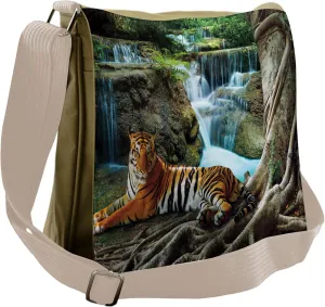 Lunarable Savannah Messenger Bag, Indochina Tiger Banyan, Unisex Cross-body