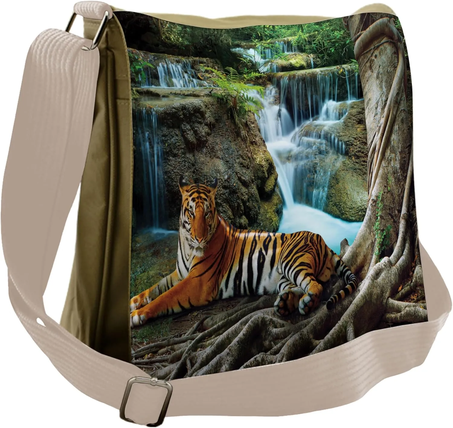 Lunarable Savannah Messenger Bag, Indochina Tiger Banyan, Unisex Cross-body