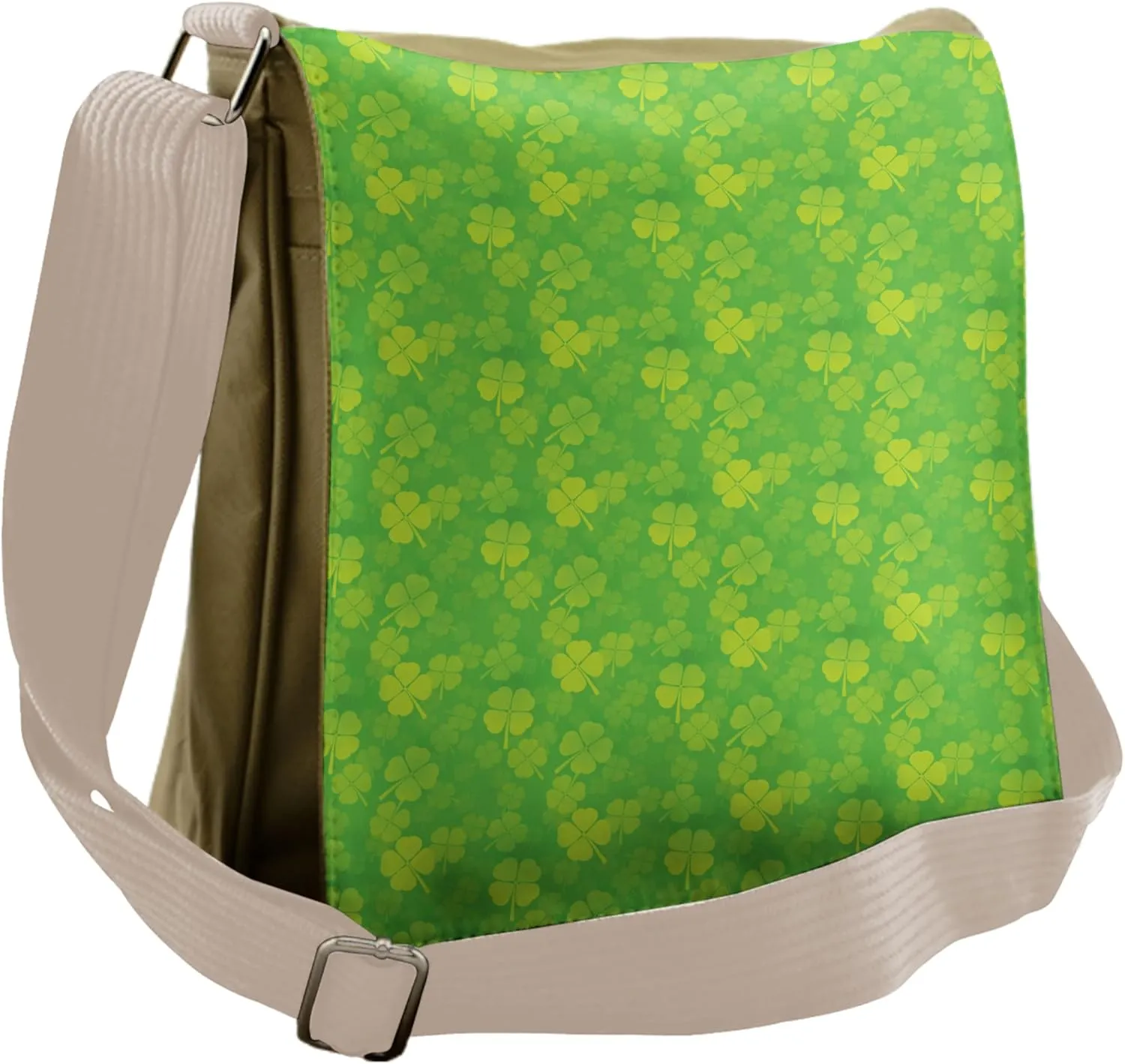 Lunarable Shamrock Messenger Bag, 4 Leaf Clover Cultural, Unisex Cross-body