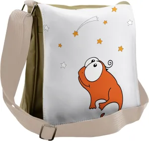 Lunarable Star Messenger Bag, Little Reptile Lizard Cartoon, Unisex Cross-body