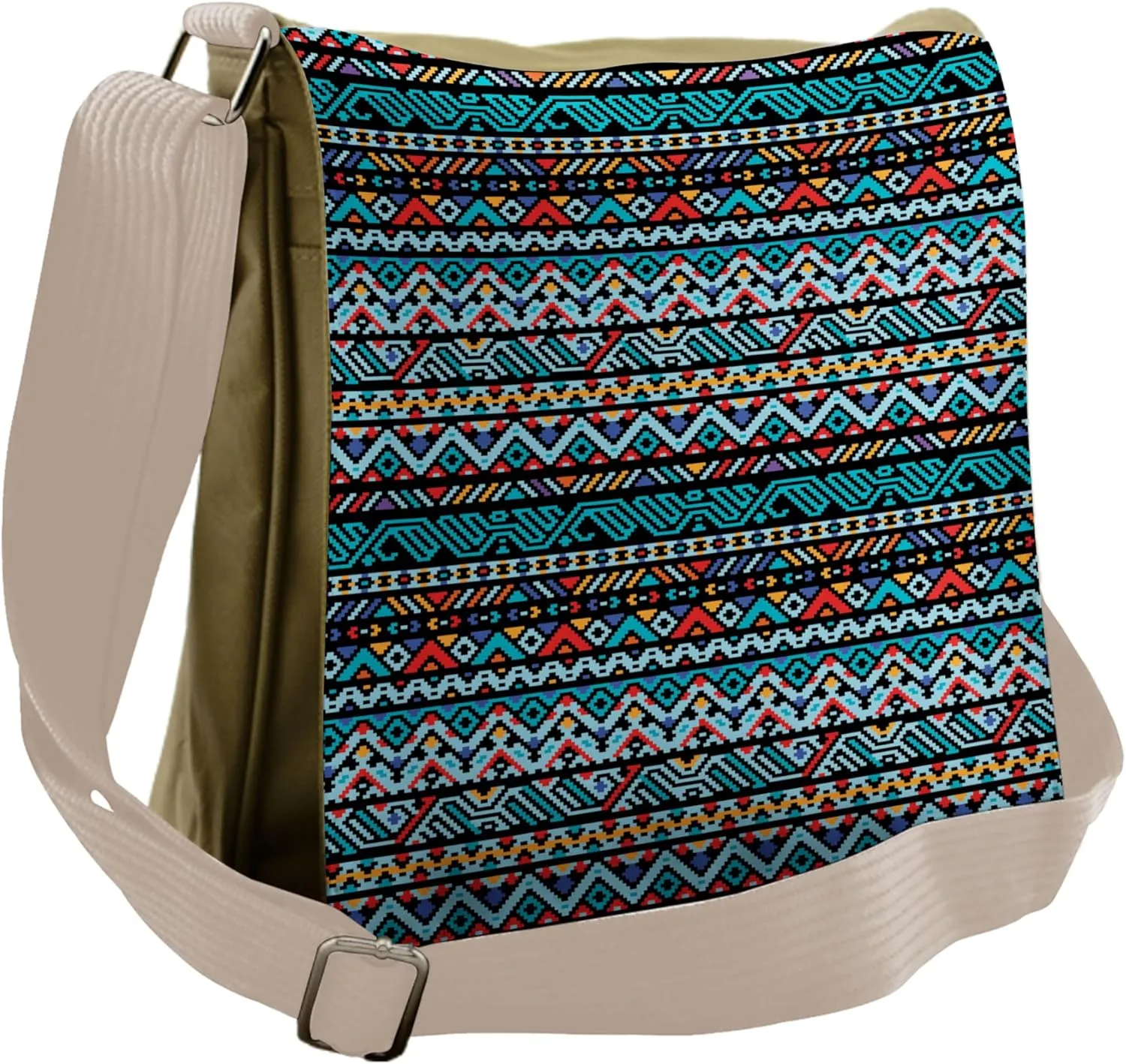 Lunarable Tribal Messenger Bag, Indigenous Style, Unisex Cross-body