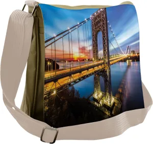 Lunarable United States Messenger Bag, New Jersey Manhattan, Unisex Cross-body