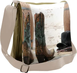 Lunarable Western Messenger Bag, American Rodeo Themed Girl, Unisex Cross-body