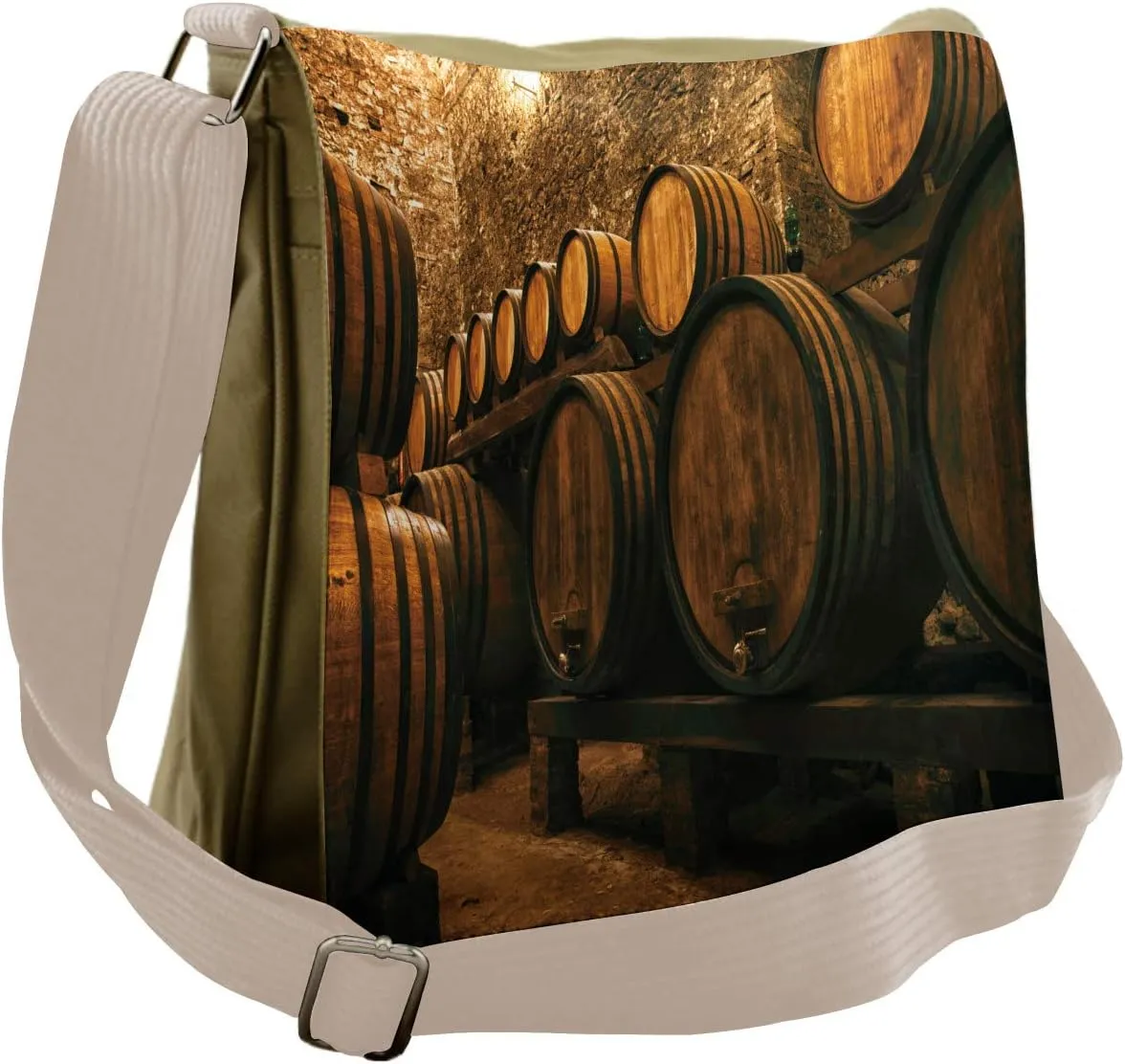 Lunarable Winery Messenger Bag, Wine Storage Dark Cellar, Unisex Cross-body
