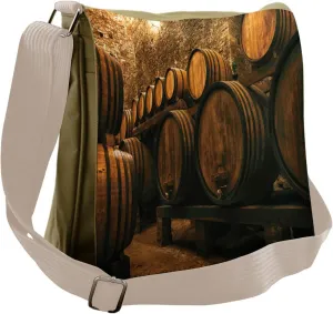 Lunarable Winery Messenger Bag, Wine Storage Dark Cellar, Unisex Cross-body