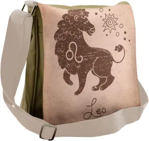 Lunarable Zodiac Leo Messenger Bag, Vintage Mythological, Unisex Cross-body