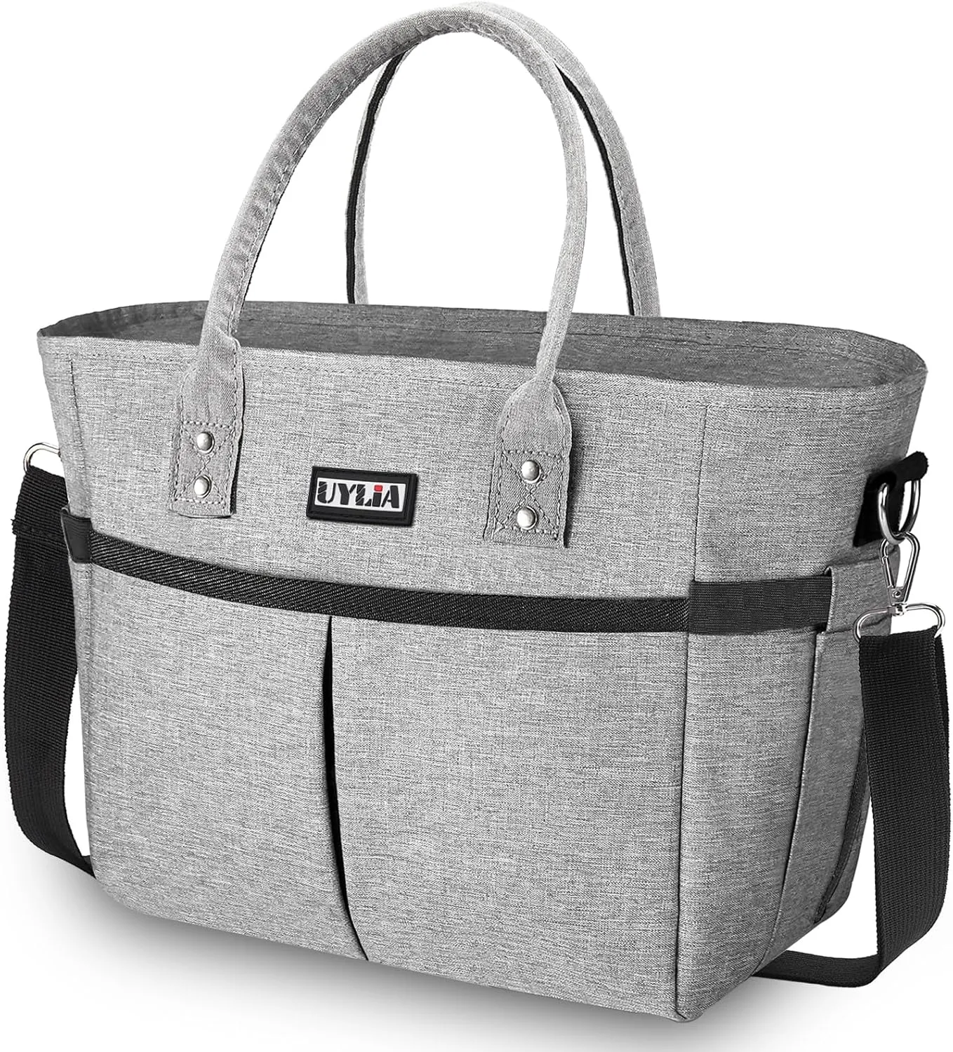 Lunch Bags for Women,Insulated Lunch Tote Bag with Adjustable Shoulder Strap, Lunch Box with Drinks Holder for Adults Men Work Picnic Beach Workout (Grey, Large)