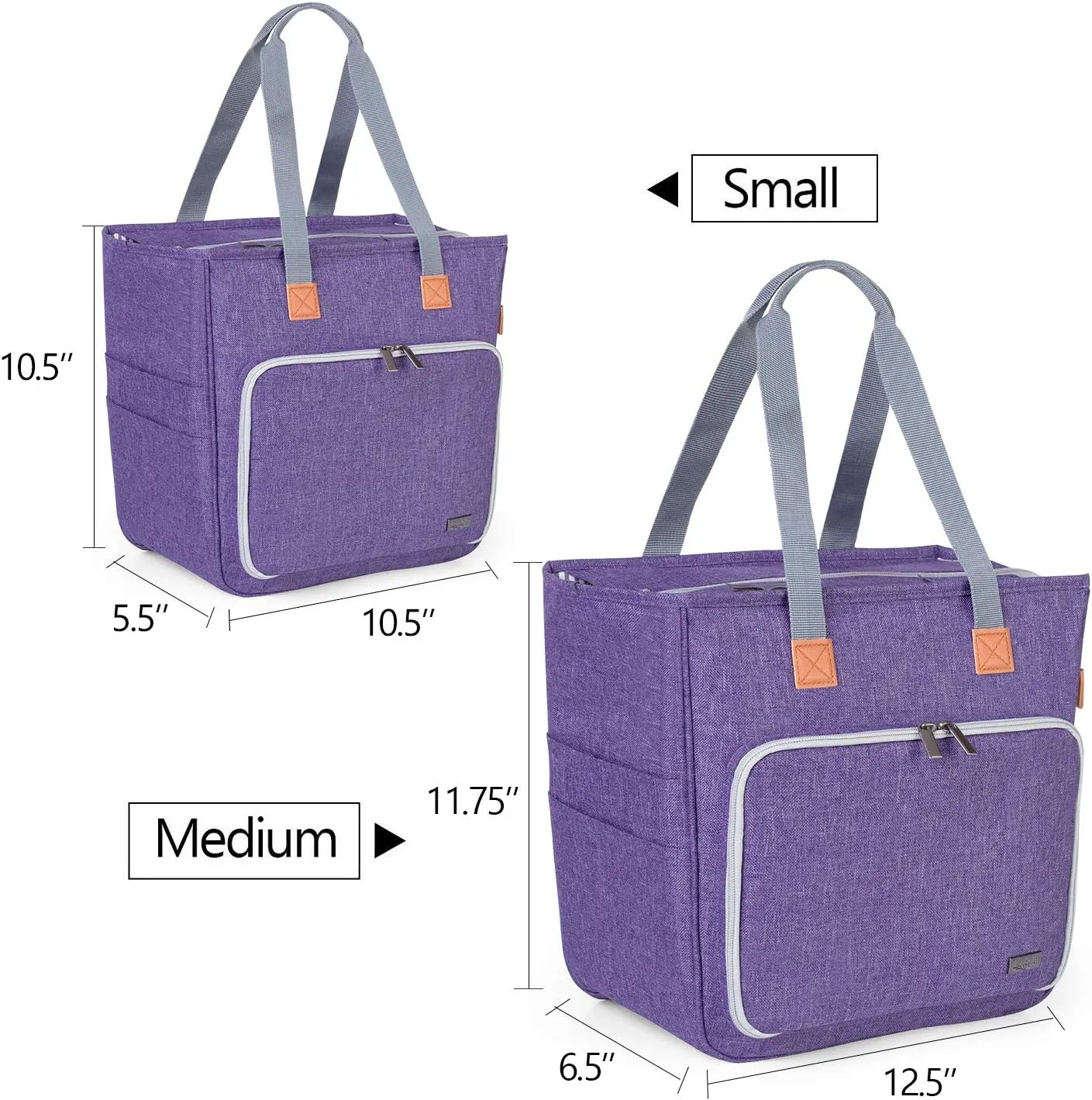 LUXJA Knitting Tote Bag, Yarn Storage Bag for Carrying Projects, Knitting Needles, Crochet Hooks and Other Accessories, Purple