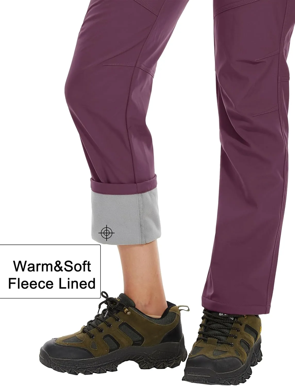 MAGCOMSEN Women's Fleece Lined Waterproof Insulated Softshell Pants Outdoor Snow Ski Pants Winter Warm Hiking Pants