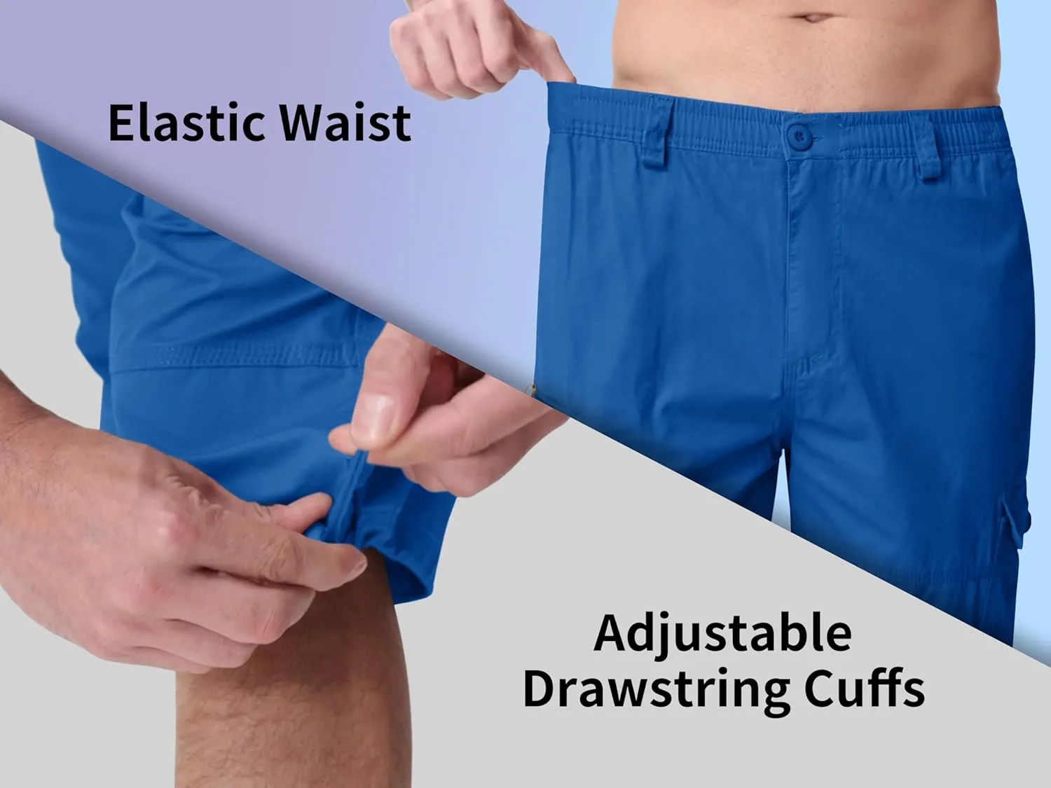MAGNIVIT Men's Capri Long Elastic Cargo Shorts Below Knee Shorts 3/4 Cotton Cargo Casual Shorts with Multi-Pockets