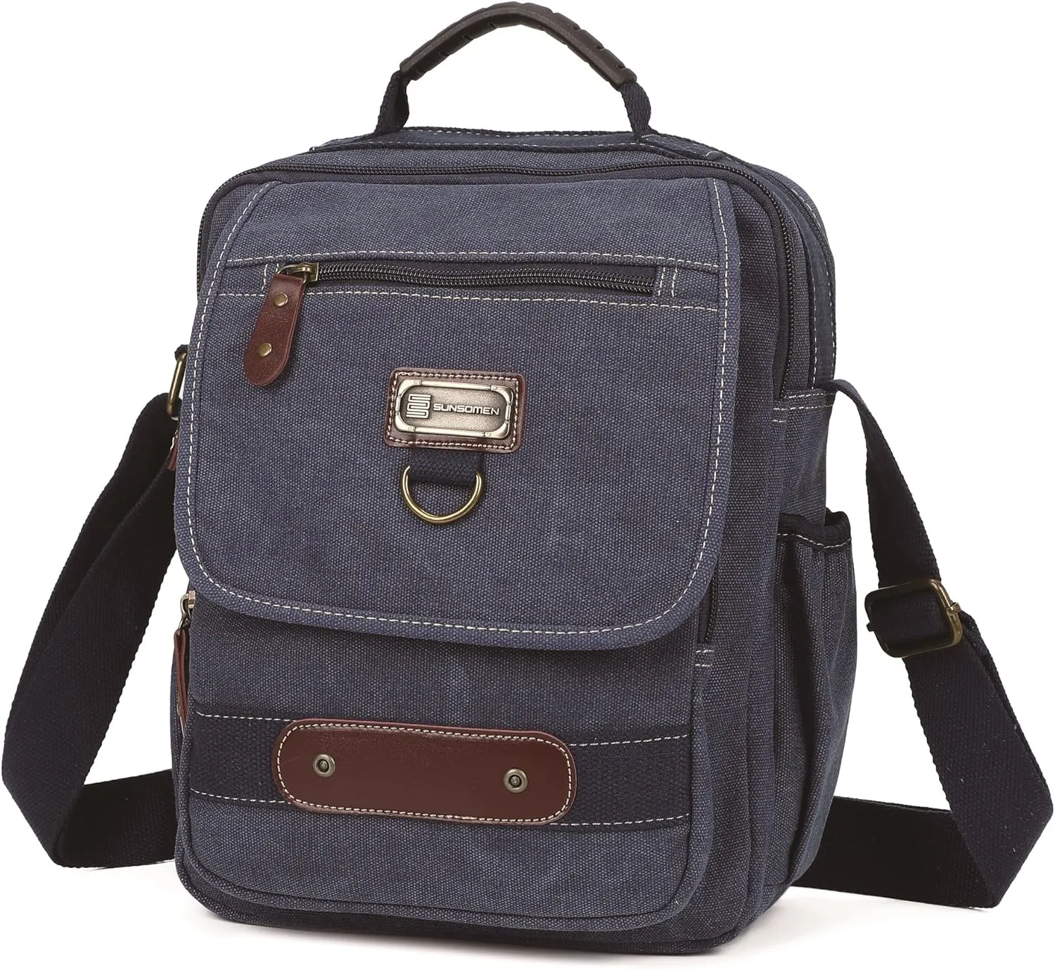 Man Small Canvas Messenger Bag Man Purse Shoulder Bag Crossbody Bag With Water Bottle Pocket 12 Inch