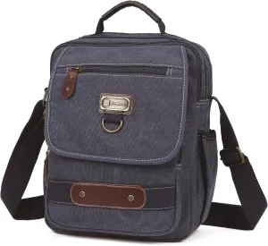 Man Small Canvas Messenger Bag Man Purse Shoulder Bag Crossbody Bag With Water Bottle Pocket 12 Inch