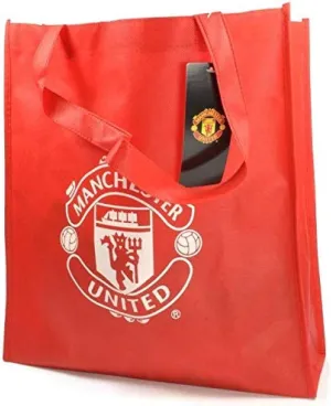 Manchester United FC Official Soccer Crest Reusable Tote Bag (One Size) (Red/White)