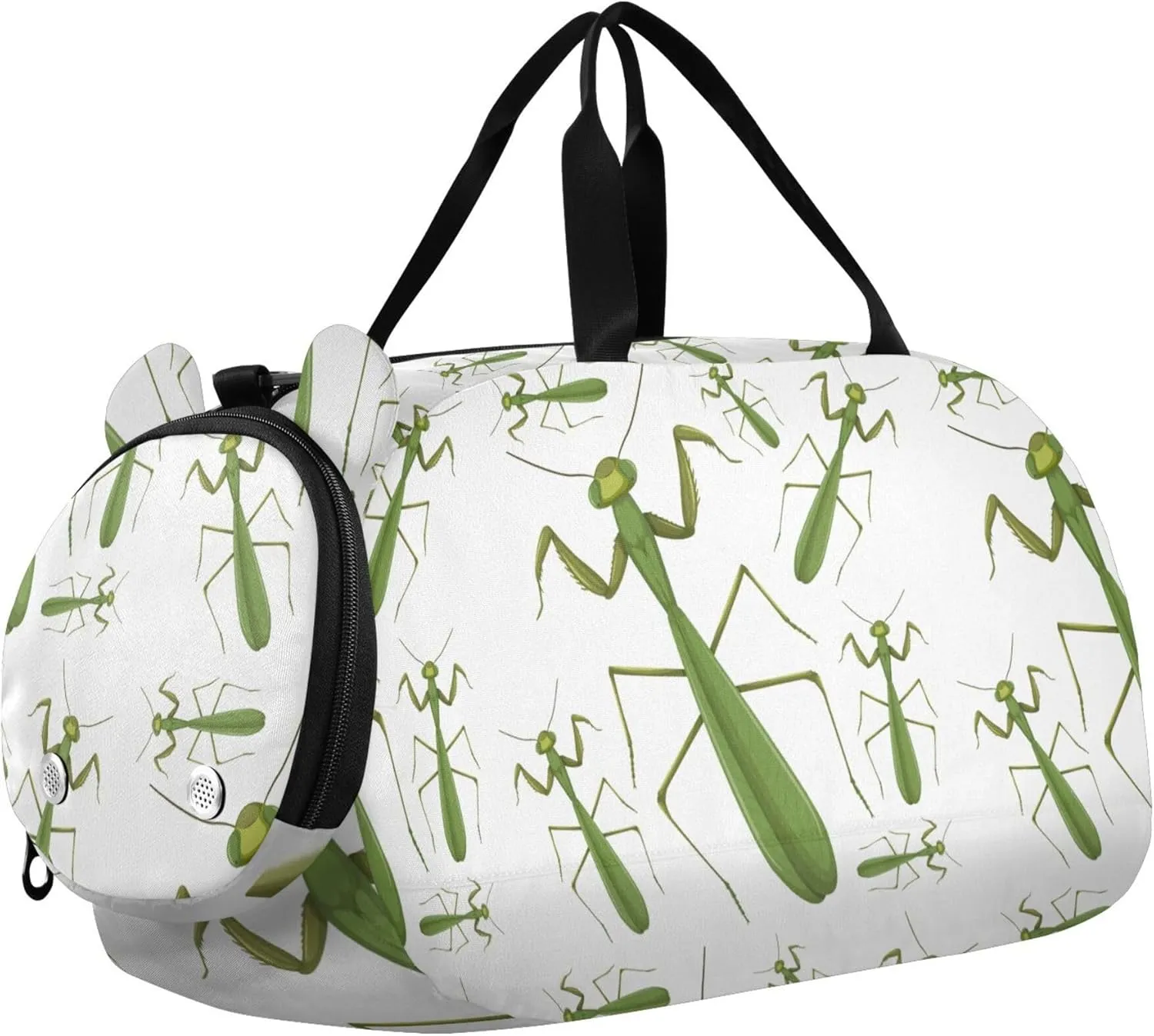 Mantis Green Sports Duffle Bag for Girls Boys, Gym Bag with Shoe Compartment, Kids Travel Overnight Weekender Shoulder Bag
