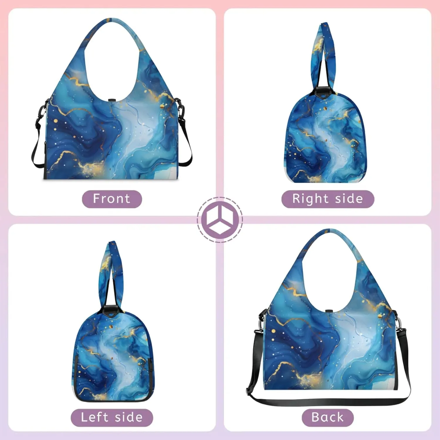 Marble Sticks Gym Bag Yoga Mat Tote for Women with Shoes Compartment Lightweight Duffle Travel Carrier Wet Dry Storage Pockets Adjustable Pilates Mats Shoulder Bags for Sport Swim