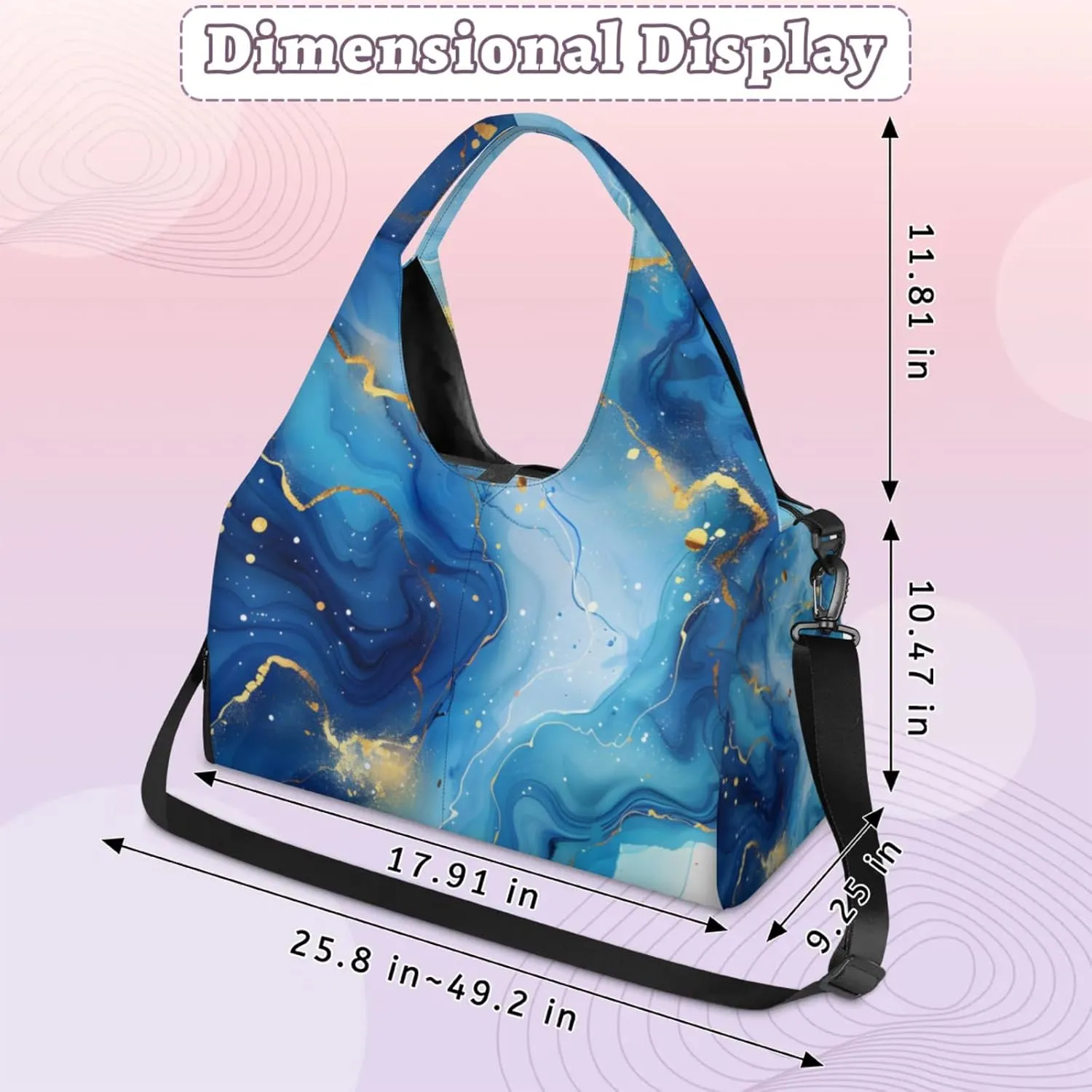 Marble Sticks Gym Bag Yoga Mat Tote for Women with Shoes Compartment Lightweight Duffle Travel Carrier Wet Dry Storage Pockets Adjustable Pilates Mats Shoulder Bags for Sport Swim