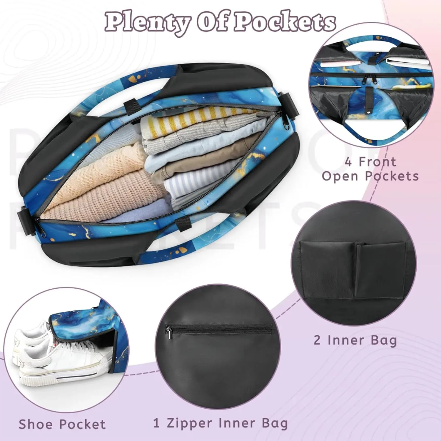 Marble Sticks Gym Bag Yoga Mat Tote for Women with Shoes Compartment Lightweight Duffle Travel Carrier Wet Dry Storage Pockets Adjustable Pilates Mats Shoulder Bags for Sport Swim