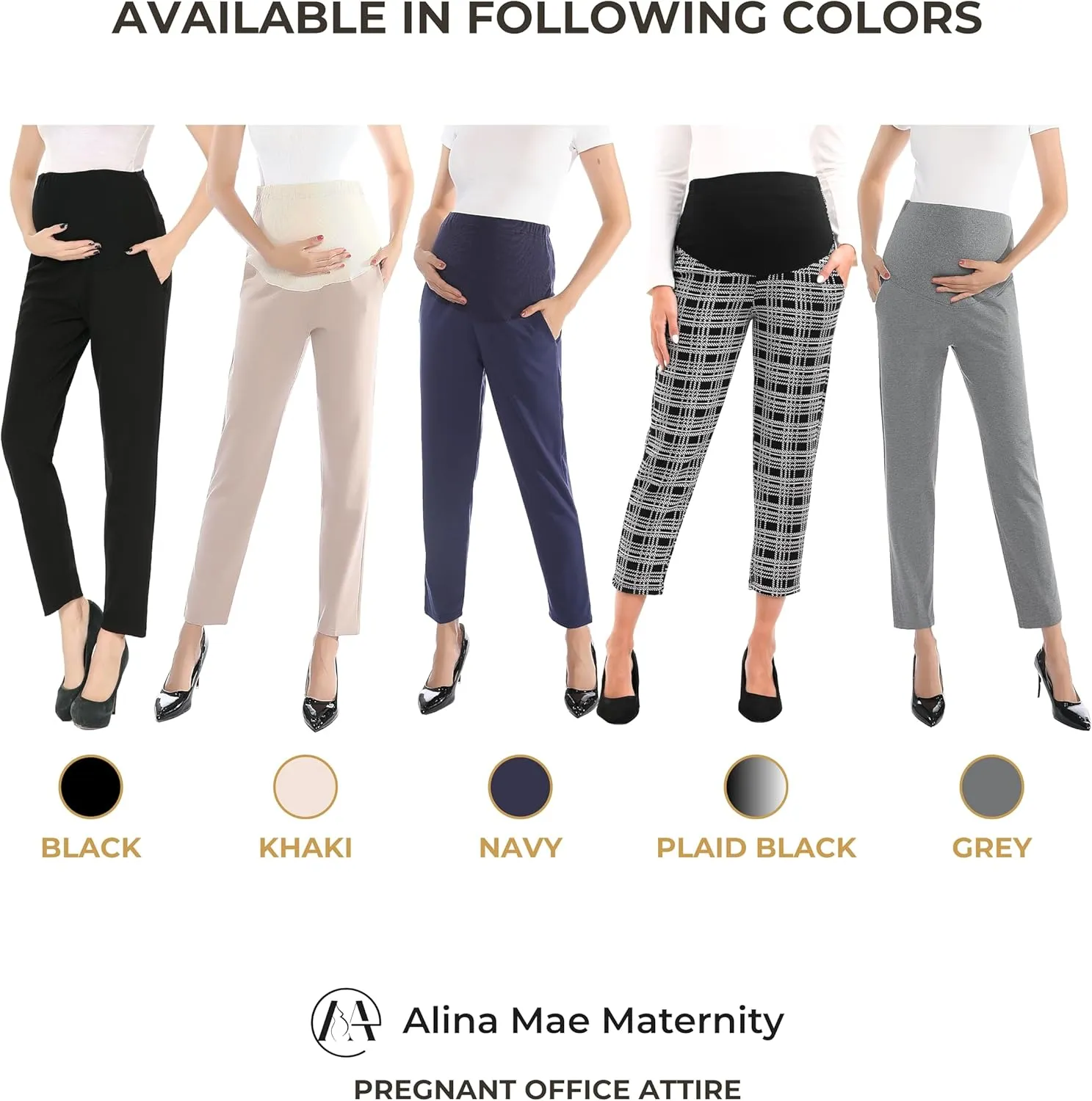 Maternity Trouser Style Pants Comfortable Stretch Over-Bump Women Pregnancy Casual Capris for Work