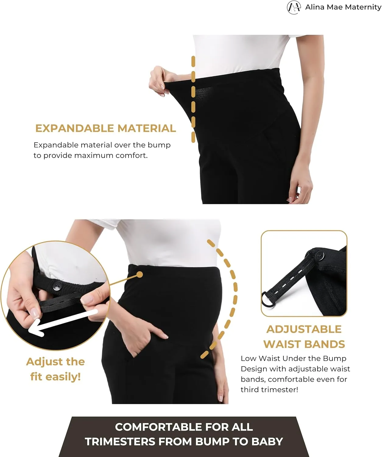 Maternity Trouser Style Pants Comfortable Stretch Over-Bump Women Pregnancy Casual Capris for Work