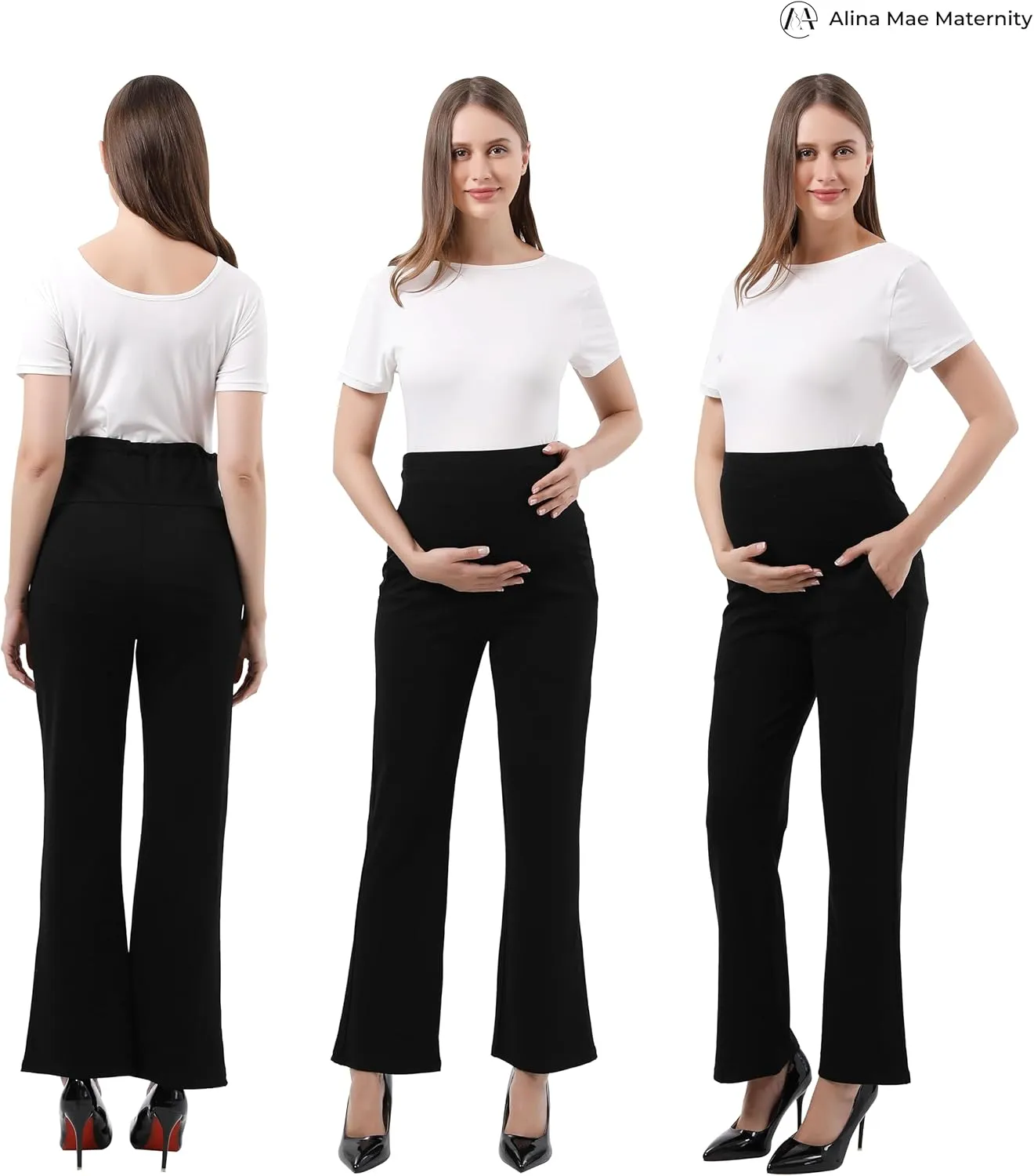 Maternity Trouser Style Pants Comfortable Stretch Over-Bump Women Pregnancy Casual Capris for Work