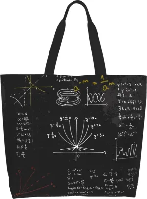 Math Canvas Tote Bag Mathematics Shoulder Bag Handbag Funny Casual Teachers Grocery Bags for Outdoor
