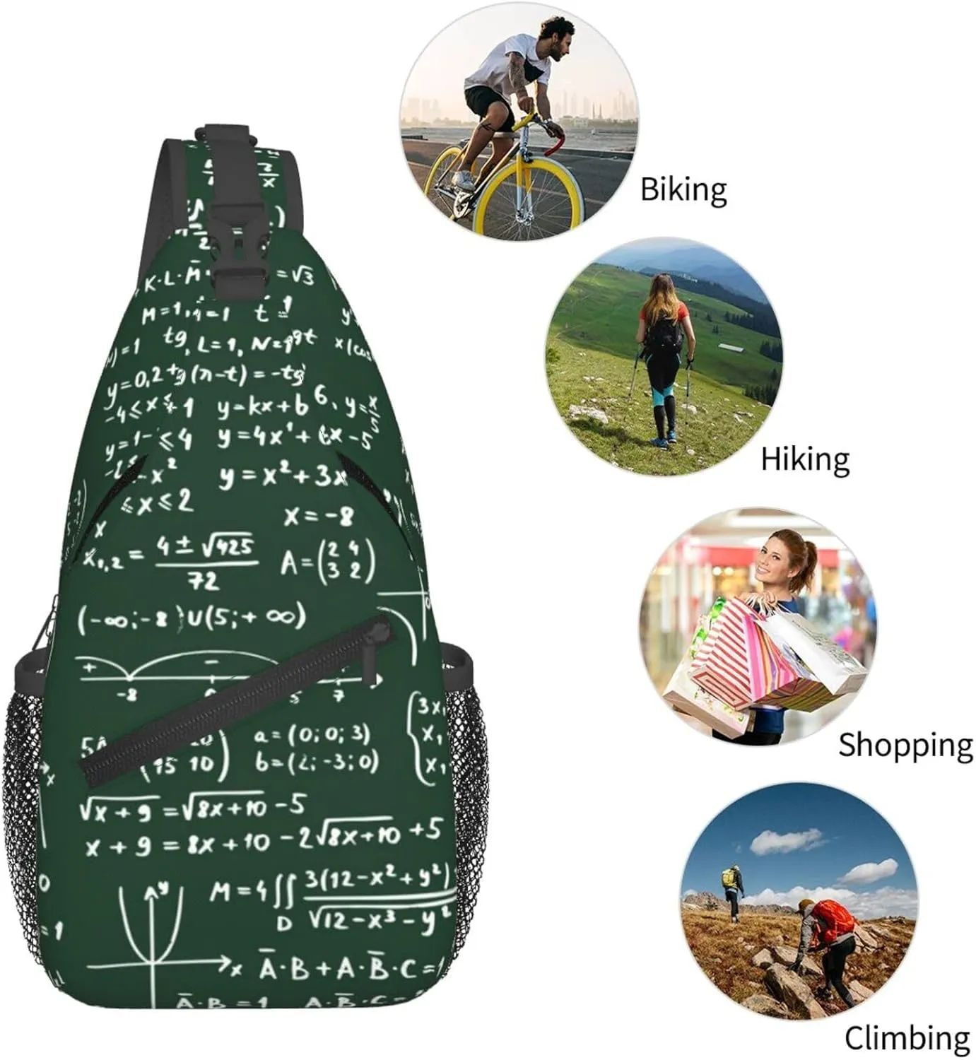 Math Shoulder Bag Teachers Sling Backpack Daypack Casual Bag Mathematics Backpack Bag for Outdoor
