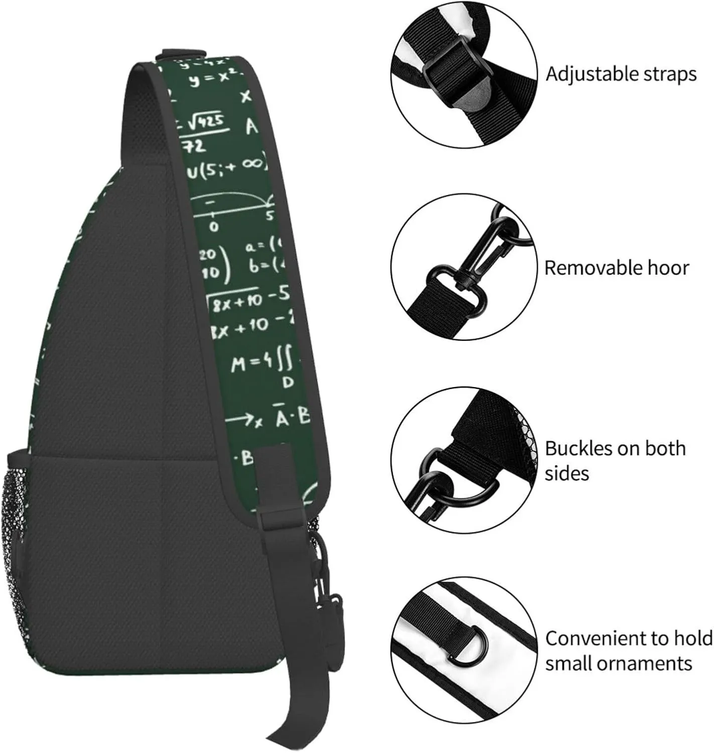 Math Shoulder Bag Teachers Sling Backpack Daypack Casual Bag Mathematics Backpack Bag for Outdoor