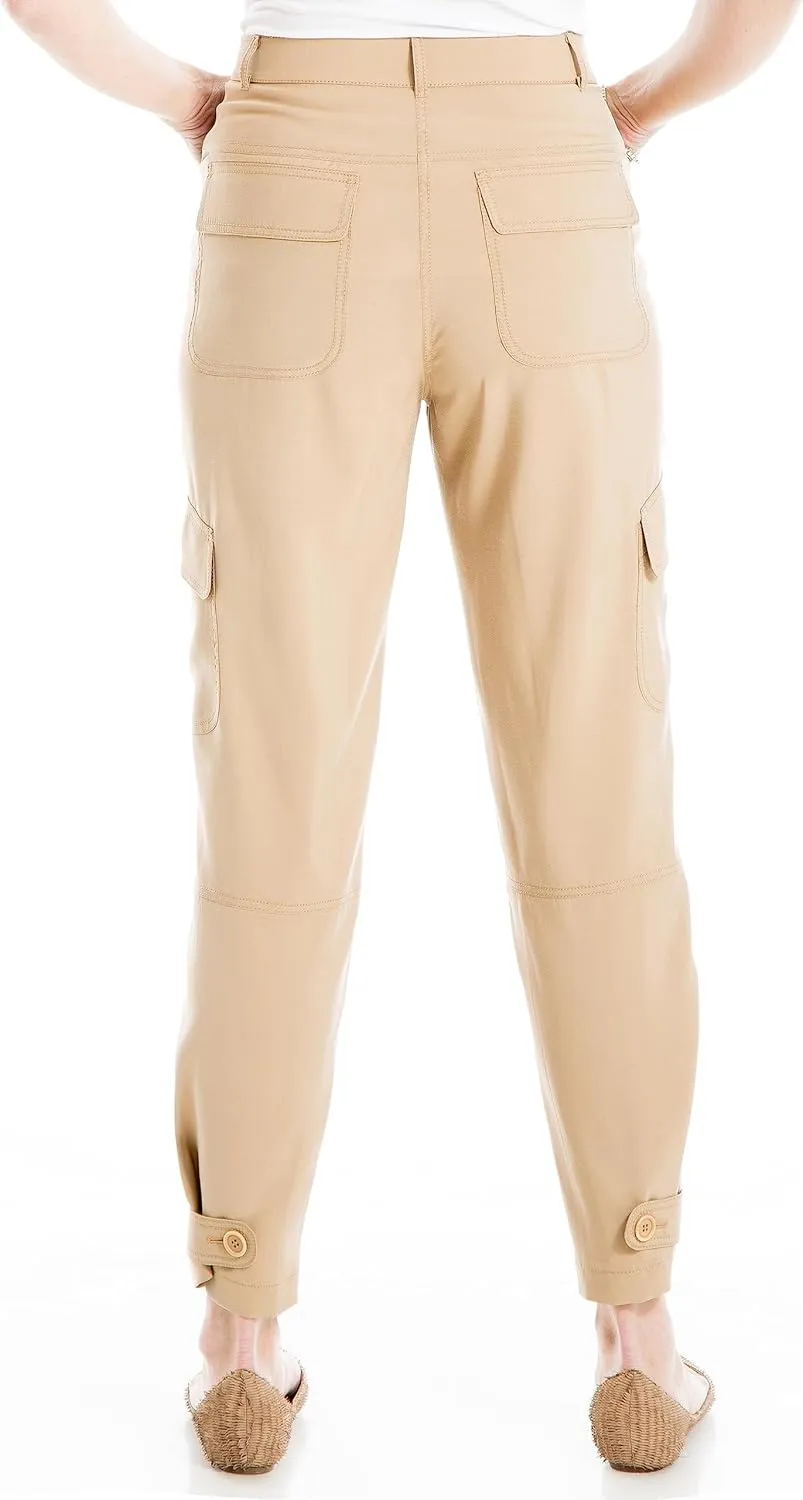 Max Studio Women's Peachskin Pant with Flap Pockets