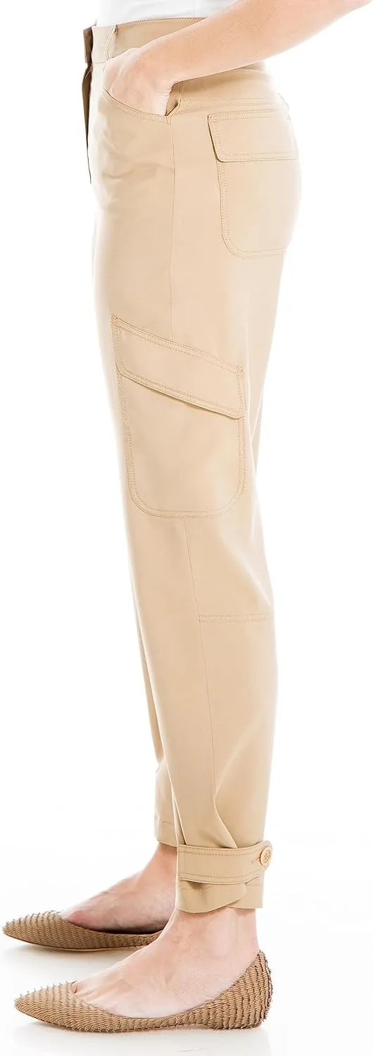 Max Studio Women's Peachskin Pant with Flap Pockets