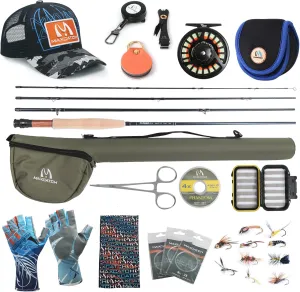 Maxcatch Amigo Fly Fishing Rod and Reel Combo 9FT 4-Piece 4/5/6/7/8 Weight Complete Fishing Outfit