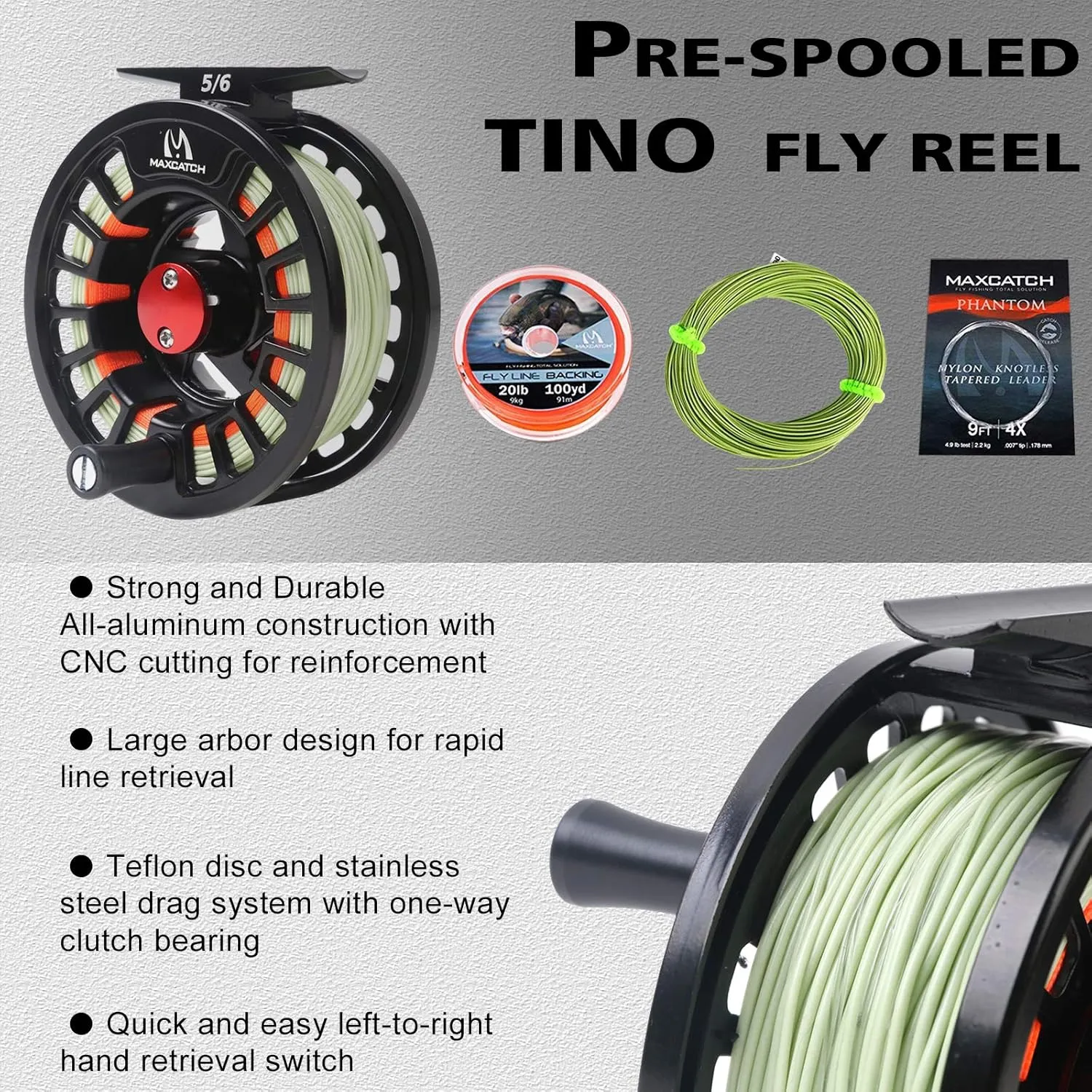 Maxcatch Amigo Fly Fishing Rod and Reel Combo 9FT 4-Piece 4/5/6/7/8 Weight Complete Fishing Outfit