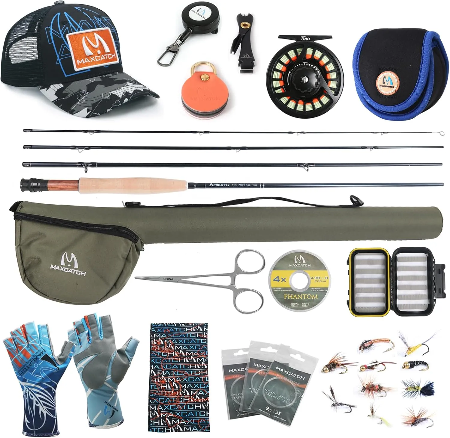 Maxcatch Amigo Fly Fishing Rod and Reel Combo 9FT 4-Piece 4/5/6/7/8 Weight Complete Fishing Outfit