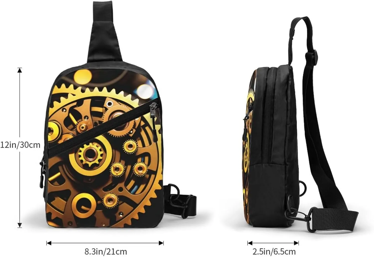 Mechanical Gold Disc Sling Bag For Women And Men Fashion Folding Chest Bag Adjustable Crossbody Travel Shoulder Bag